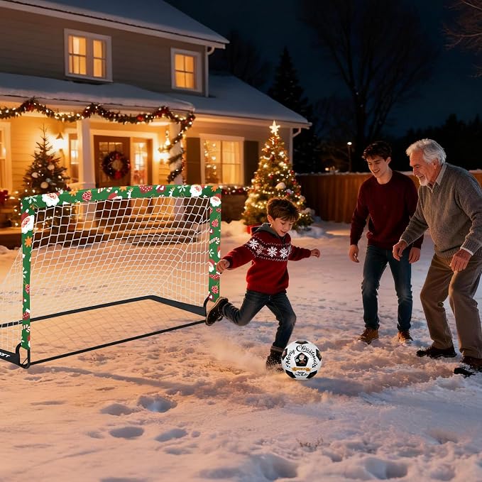 Kids Soccer Goals for Backyard Set - 2 of 4' x 3' Portable Soccer Goal Training Equipment, Pop Up Toddler Soccer Net with Soccer Ball, Soccer Set for Kids and Youth Outdoor Games, Sports, Play