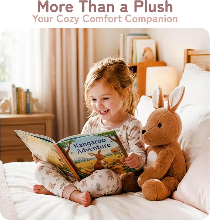 Niuniu Daddy 14" | 3.5 Pound Kangaroo Weighted Stuffed Animals for Kids & Adults, Large Weighted Plushies Pillow for Sleeping and Calming, Cute Sitting Plush Toy Huggable Gift for Everyday Comfort