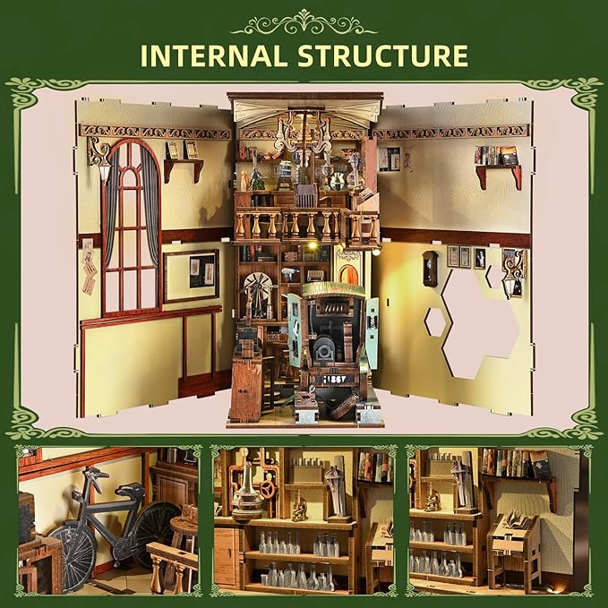 CCCDF Book Nook Kit, DIY Scene Miniature House Kit Tiny House Mini Booknook Craft Bookshelf Decor, 3D Puzzles for Adults, Gifts for Book Lovers (The Radium Lady)