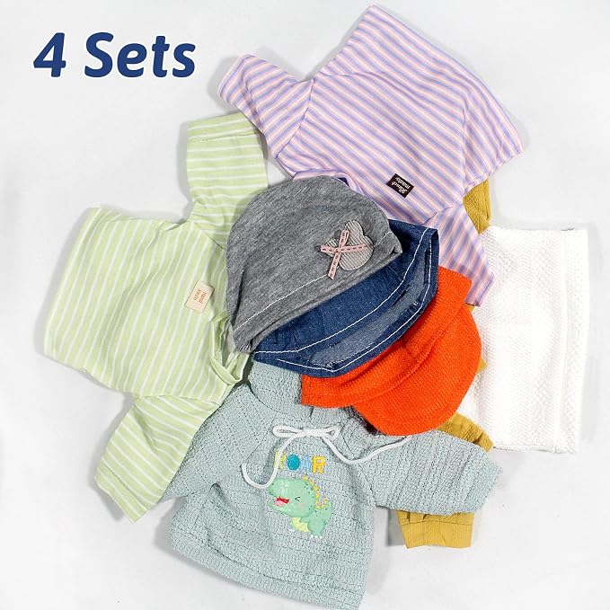 fromeasy Baby Dolls Clothes Boy for 12-16 Inch Dolls, 4 Sets 15 Inch Doll Outfit Accessories