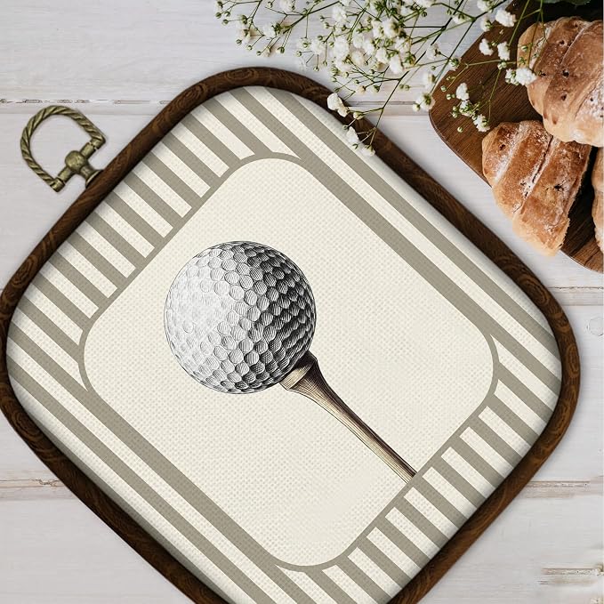 WULQYING Golf Ball Sports Nursery Wall Art Decor, Boys Room Square Framed Canvas Art Prints, Neutral Striped Sport Lover Gift Wall Hanging Decor for Kids Nursery Room Playroom, 5.7x6.5 Inches