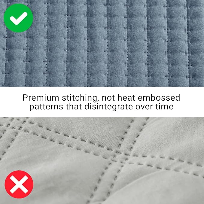WRENSONGE Queen Quilt-3 Pieces Lightweight Bedspreads Oxford Blue Queen Size Quilt Bedding Set for All Seasons, Soft Summer Coverlet with 2 Pillow Shams Suitable for Bed & Couch