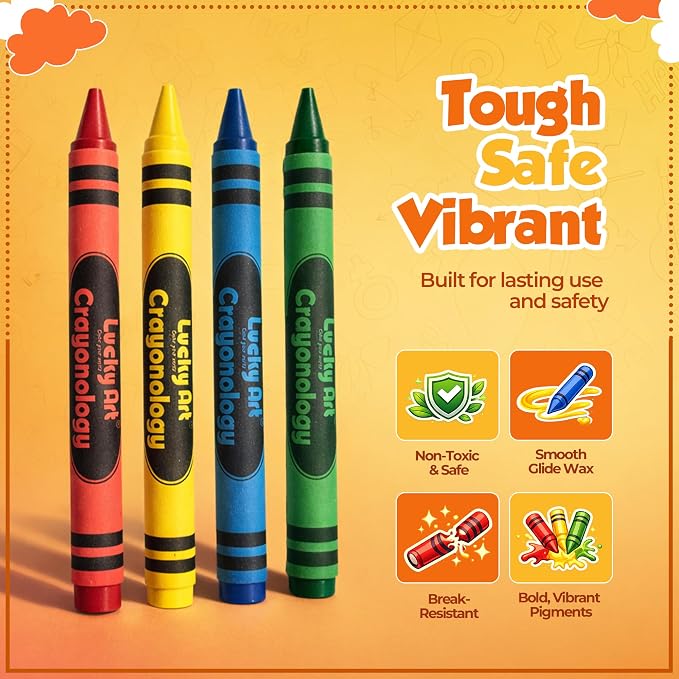 Lucky Art Mini Crayon Packs Non-Toxic Crayons; Crayons in bulk for Kids Party Favors, Restaurants, Birthdays, School Supplies for Teachers & Travel (20 Set of 4 Pack, Standard)