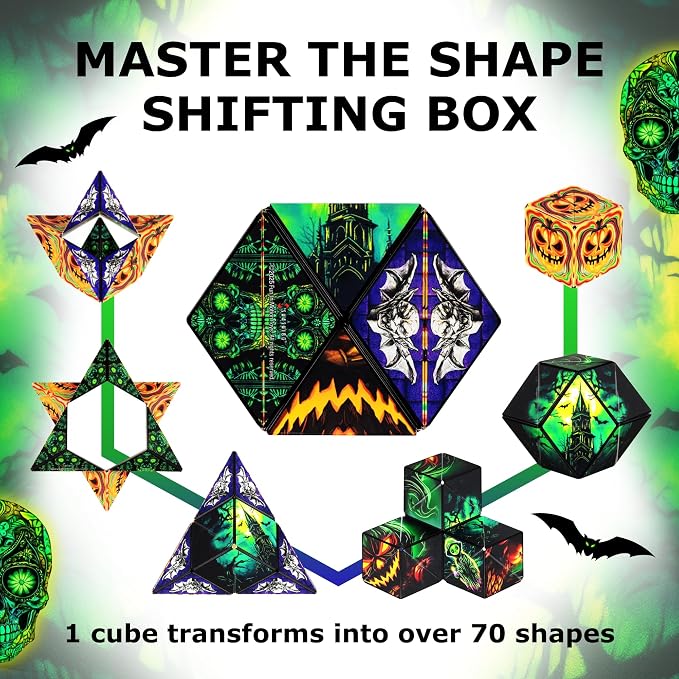 Shashibo Sensory Fidget Toy for Adults & Kids, Stress Relief Fidget Toy for Adults, Teens & Kids, Cool Fidget Toys for Desk, Classroom Must Have, Sensory Shape Shifting Cube, 100+ Possible Shapes