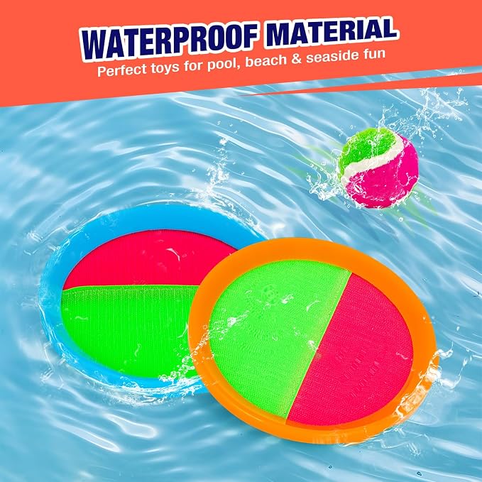 Toss and Catch Ball Game Set - Outdoor & Indoor Sports Toys for Kids - Outside Games for Yard, Lawn, Camping, Beach, Pool - Classic Sticky Paddle Ball Toy for 3 4 5 6 7 8-12 Year Old Boys Girls Gifts