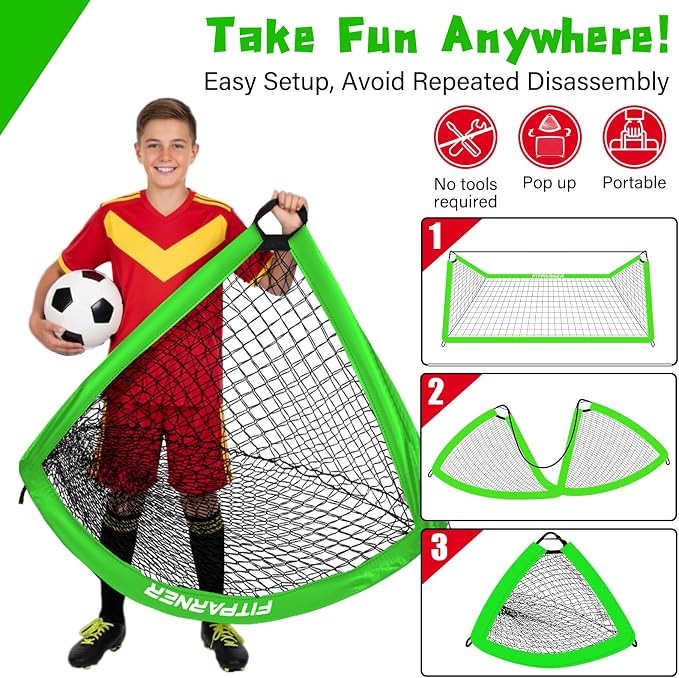 Soccer Goal,Backyard Soccer Goals for Kids 2 Pack,4x3/6x4 FT Portable Toddler Soccer Nets with Target,Ball & Cones,Soccer Training Equipment for Kids Youth Outdoor Games,Sports,Play