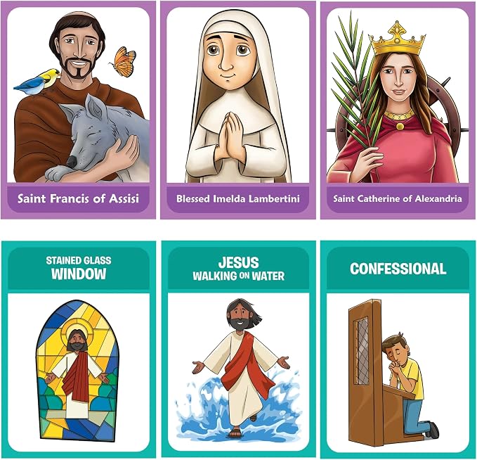 Got It! The Catholic Bingo Game - 2-in-1 Saints & Church Edition - 24 Double-Sided Laminated Cards with Real Chips & Storage Bag - Educational Faith Based Gift for Kids, Teens & Families - Ages 6+