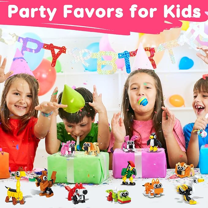 30PCS Mini Animal Building Blocks Party Favors for Kids 4-8 8-12 Goodie Treat Bag Stuffers Classroom Treasure Box Toys Carnival Prizes Bulk Pinata Fillers Birthday Trinket Back to School Student Gifts
