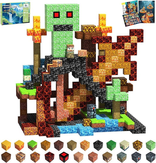 Magnetic Blocks Building Toys for Kids, 48 PCS Magnetic Blocks for Kids Ages 4-8, Magnet Cubes, STEM Sensory Toys for Boys & Girls, Christmas Birthday Gifts for Kid Ages 3+