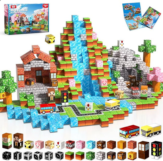 Magneverse 200 PCS 0.8in Magnetic Blocks - Magnet Toys & Magnetic Building Blocks Cubes, Stacking Magnets, STEM Toys for School Acitivities, Birthday Gifts for Boys Age 3+ Years Old (Theme: Forests)