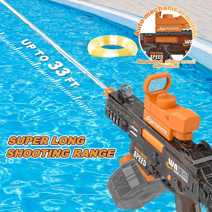 2 Pack Electric Water Guns for Adults Kids,Automatic Squirt Water Gun Up To 33 FT Long Range,High Capacity Water Gun,Ultimate Battle Powerful Water Blaster Summer Outdoor Beach Swimming Pool Water Toy