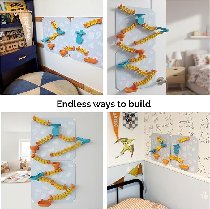 Oribel VertiPlay Magnetic Marble Run | Explorer Set STEM Toy | Creative Free Play Construction Kit for Kids | Works on Fridges; Lockers & Metal Surfaces (90 Pcs)