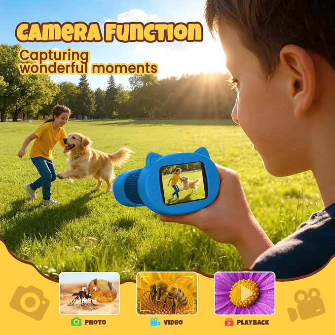 Handheld Digital Mini Microscope for Kids: 1000X 4K Portable Pocket 2.4" Screen Microscopes Toys STEM Electronic Learning Educational Science Kit 8-12 Birthday Gift 4 5 6 7 Year Old Boy Girl (Blue)