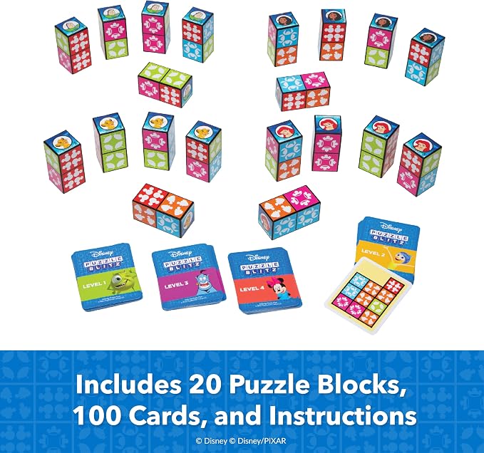 Disney Puzzle Blitz - Block Puzzle Game, Board Games for Family Night, Multi-Player Board Game, Family Board Game, Travel Games, Disney Toys, Ages 8+