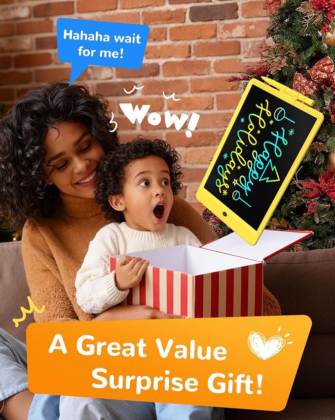KOKODI LCD Writing Tablet, 10 Inch Colorful Doodle Board Drawing Tablet, Erasable Reusable Electronic Drawing Pads, Educational and Learning Toy for 3-6 Years Old Boy and Girls