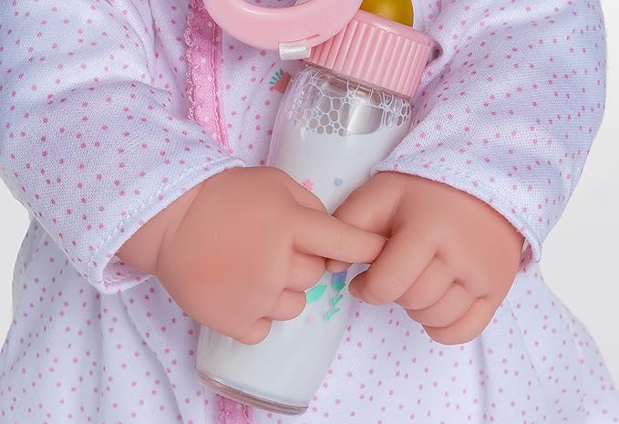 La Baby Caucasian 20-inch Small Soft Body Baby Doll | JC Toys - La Baby | Washable |Removable White and Pink Outfit w/Hat, Pacifier & Magic Bottle | for Children 12 Months +