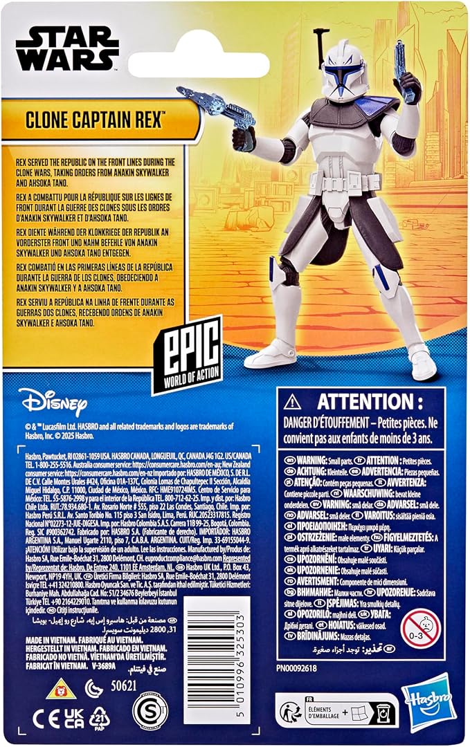 STAR WARS Epic World of Action Clone Captain Rex, 4-Inch Action Figure & 2 Accessories, Ahsoka Toys for Boys & Girls Ages 4+