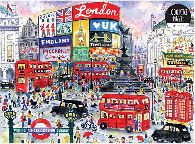Galison Michael Storrings 1000 Piece London Jigsaw Puzzle for Adults – Illustrated Art Jigsaw Puzzle with Scene from The Streets of London – Fun Indoor Activity, Multicolor