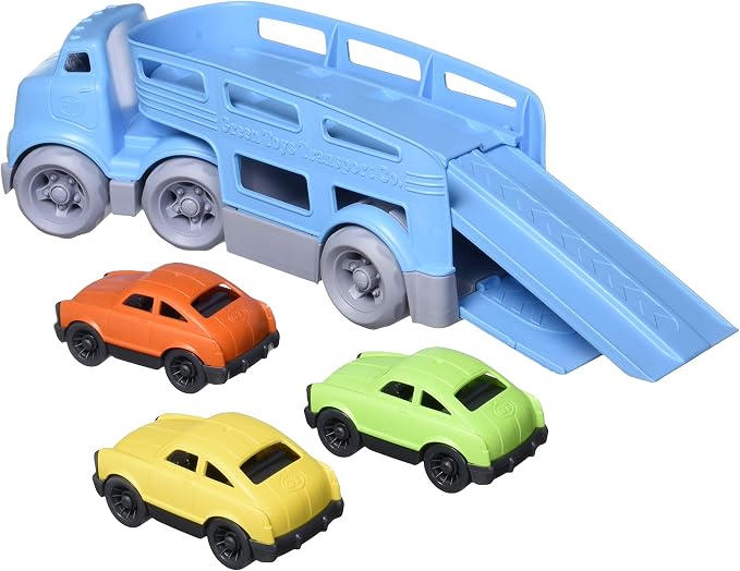 Green Toys Car Carrier, Blue CB - Pretend Play, Motor Skills, Kids Toy Vehicles. No BPA, phthalates, PVC. Dishwasher Safe, Recycled Plastic, Made in USA.