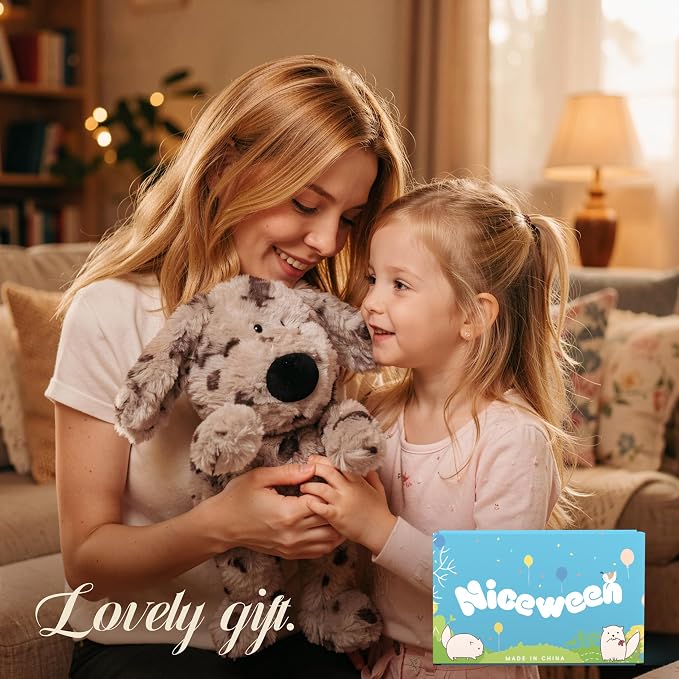 Cartoon Dog Stuffed Animals Dalmatian Plush Toys Dog 11.8 inches Soft and Premium Puppy Plush Toy Gift for for Babies Children Adults, Gray Spots with Big Nose Long Ears
