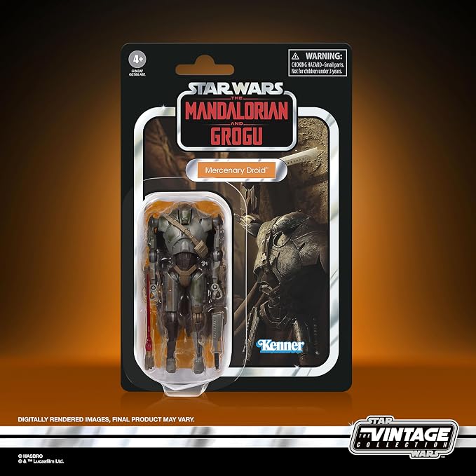 STAR WARS The Vintage Collection Mercenary Droid, The Mandalorian and Grogu Premium 3.75 Inch Collectible Action Figure