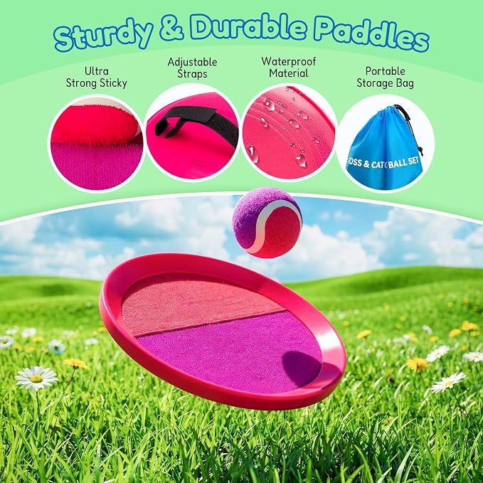 Upgraded Toss and Catch Ball Game Set, Beach Pool Toys Outdoor Games for Kids Toys, Outside Family Lawn Yard Games, for Boys Girls 3 4 5 6 7 8 9 10 11 12 Years Old