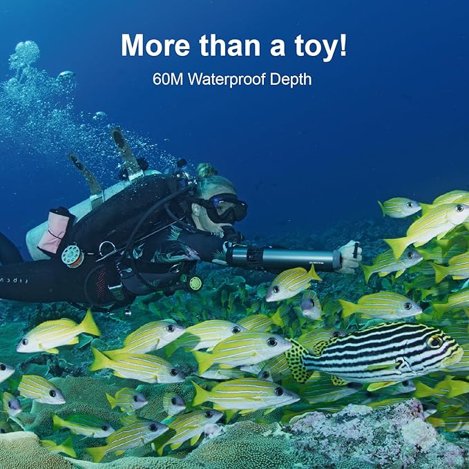 Waydoo Subnado Underwater Scooter, Sea Scooter with Thumb Control for SUP Paddle Board, Pool, Diving & Snorkeling, Compact & Portable Water Scooter for Adults & Kids, Gray/Red