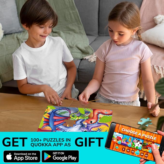 QUOKKA Puzzles for Kids Ages 4-6 - Set 4x60 Pieces Jigsaw Puzzles for Toddlers 3-5 - Space, Dino, Firefighters Toys for Children 6-8 yo - Gift Educational Game for Boys & Girls