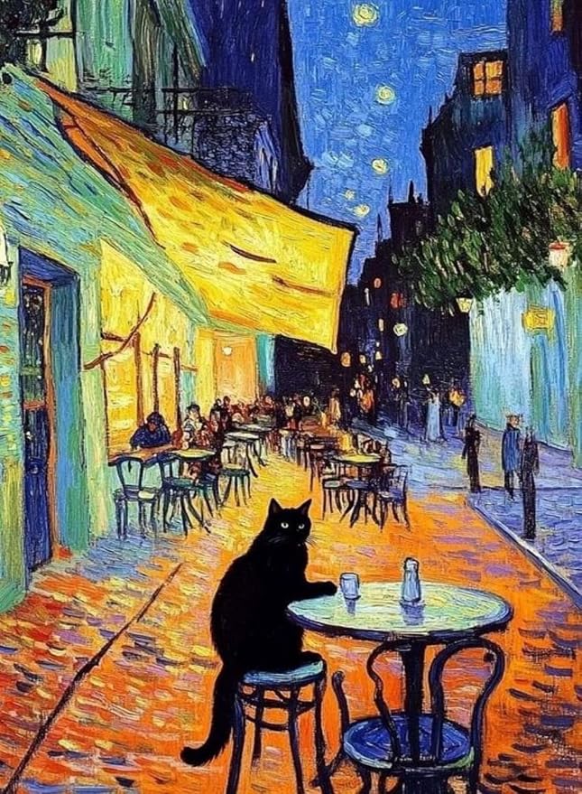 RYMILIE Black Cat Diamond Art Kits for Adults-Starry Night Diamond Painting Kits for Adults Beginners, 5D DIY Full Drill Round Rhinestone Gem Art Crafts Paintings for Home Wall Decor 12"x16"