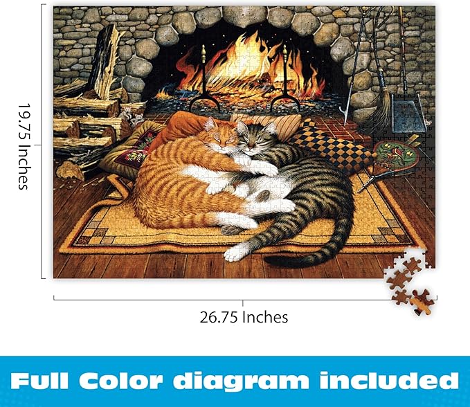 Buffalo Games Charles Wysocki - All Burned Out - 1000 Piece Jigsaw Puzzle, 26.75 x 19.75 in - 1000 Piece Puzzle for Adults - Relaxing Fireplace Scene - Bonus Poster