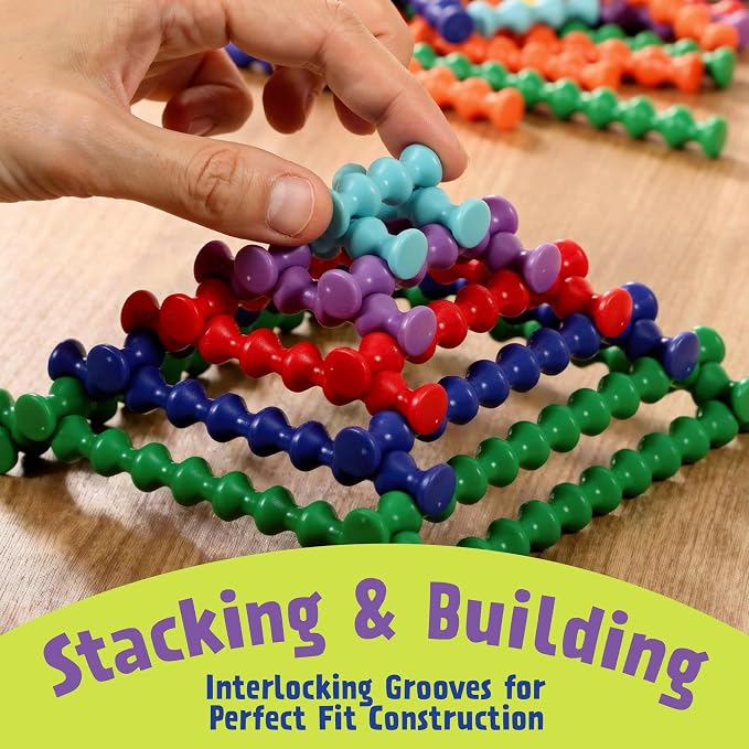 POPULAR PLAYTHINGS Playstix, Building Sticks Kit for Kids, Construction Stem Building Toy Gift for Boys & Girls - Super Set 400 Piece