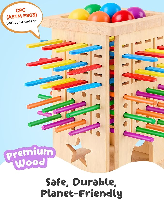 Montessori Game Wooden Board Game, Montessori Toys for 3 4 5 6 Year Olds, Board Games for Kids 4-6, 21 Sticks 21 Strips Fine Motor Skills Toy Family Game, Math Wooden Stick Game, Gift Boys Girls