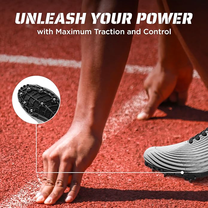 RUNIC Track & Field Shoes for Men, Women & Kids – Pro Running Spikes for Sprint, Race & Training – 7 Spikes + Extra Spikes & Wrench (US Men Size)