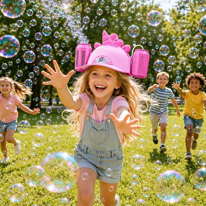 Bubble Machine for Toddlers 3-5, Bubble Blower Maker Lights Music, Hat Bubble Machine Summer Kids Toys for Weddings Birthdays Party Indoor Outdoor Backyard Camping