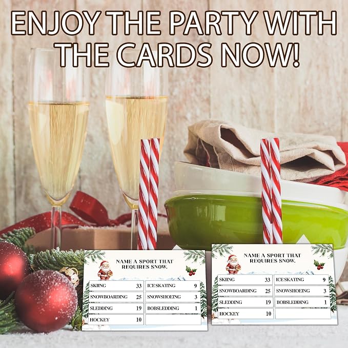 Christmas Friendly Feud Game, Holly Pine Tree Themed Party Game for Family, Winter Party Supplies and Activities Decorations, Holiday Trivia Games for Large Groups, 1 Pack(04)