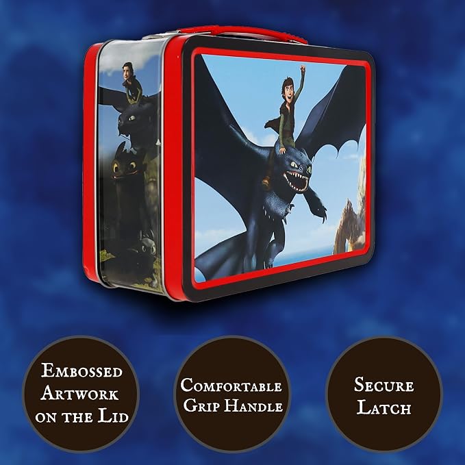 AQUARIUS How to Train Your Dragon Fun Box – Embossed Collectible Storage Tin, Officially Licensed How To Train Your Dragon Merchandise, Storage for Kids Ages 4-12, Dragon Fans, Metal Box