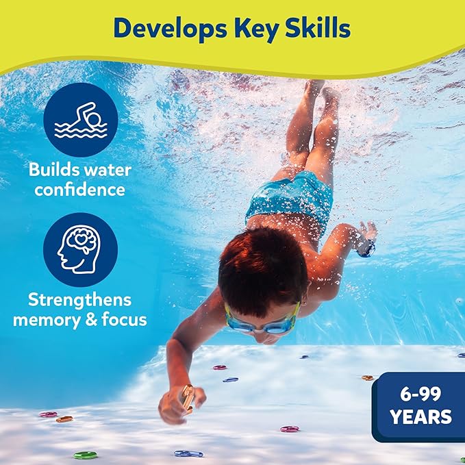 Skillmatics Pool Toys - Seek & Splash, Search & Find Water Game, Swimming Pool Number Dive Toy for Kids, Summer Fun & Gifts for Boys & Girls Ages 6, 7, 8, 9, 10, 11 & Up, Includes 50 Colorful Gems