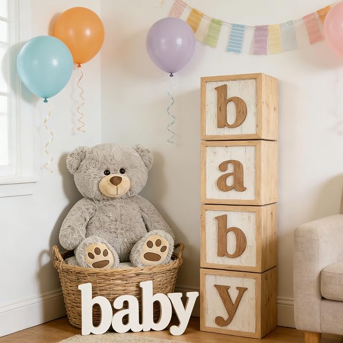 LotFancy Teddy Bear Stuffed Animals, 20 inch Soft Cuddly Cute Plushies, Plush Toys with Footprint Design, Stuffed Animals for Girls Kids Baby Toddlers, Baby Shower Easter Birthday Gift Decor, Grey