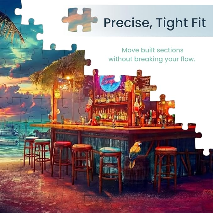 1000 Piece Jigsaw Puzzle for Adults - Beach Bar at Sunset - Challenging Puzzle Perfect for Game Nights - 1000 Piece Puzzle for Adults. 20x27 inches(Island Escape)