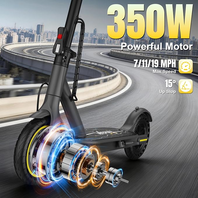 Werhy Kids Electric Scooter, 350W Motor, 19 Mph Speed & 15 Miles Range, 8.5" Solid Tires, Lightweight Foldable Scooter with Dual Braking System, Max Load 265LBS