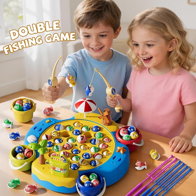 ORANGE OCEAN 66 PCS Magnetic Fishing Games for Kids Ages 4-8, Toddler Board Games for Kids 4-6 8-12, Toys for 3 4 5 6 Year Old Boys Girls, Ideas Birthday Gifts for Boys Girls 3-5 6-8