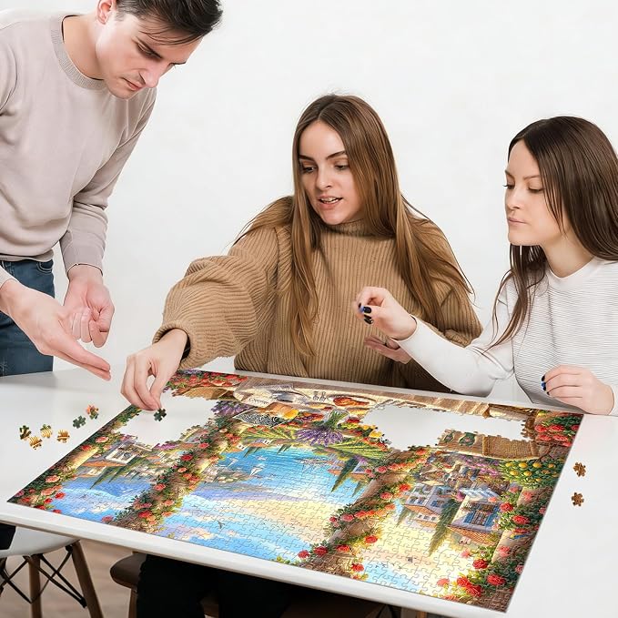 Mediterranean Morning Puzzles for Adults 1000 Pieces,Challenging Jigsaw Puzzles for Adults,Difficult Impossible Puzzle for Family Game Night,Recycled Paper Jigsaw Puzzle,Gifts for Boys Girls