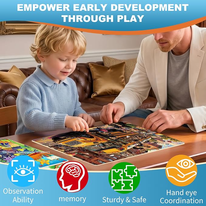 100 Pieces Puzzles for Kids Ages 4-8, Bus Educational Kids 100 Piece Puzzle, Children Jigsaw Puzzles Kids Puzzles, Educational Learning Puzzle Toys for Girls and Boys