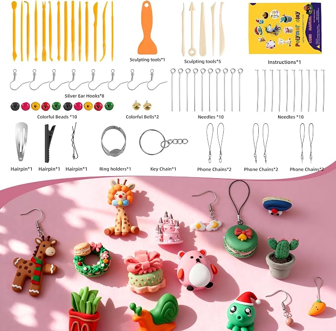 ARTpar 52 Colors Polymer Clay kit，Modeling Clay with Sculpting Tools for Starter,Oven Bake DIY Model Clay,Non-Toxic, Non-Sticky,Gift for Kids Adults