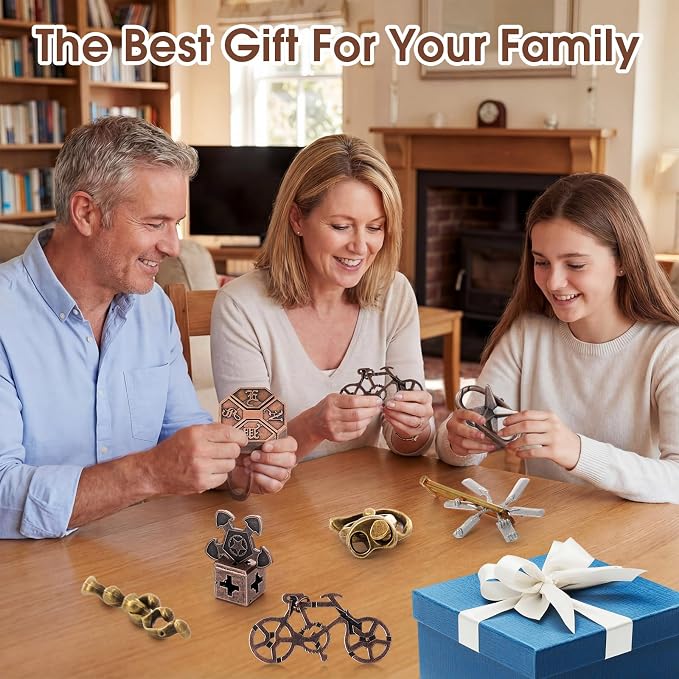 Wettarn 9 Pcs Metal Brain Teaser Puzzles 3D Steel Puzzle Set for Adults IQ Logic Challenge Disentanglement Unlock Interlocking Games Smart Logic Test Toys for Adults Mind Challenge(Fresh Style)