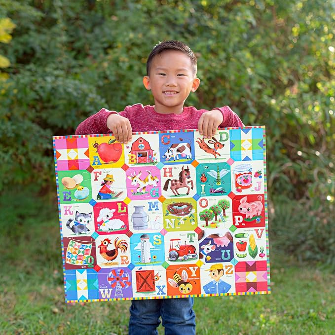 eeBoo 36 Piece Giant Floor Puzzle - My Farm Alphabet Themed, Large Pieces for Small Hands to Develop Motor Skills