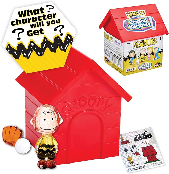 Cra-Z-Art Peanuts Crystal Surprise, Mini Plastic Crystal-Like Figures and Snoopy House Collectible Blind Bag Inspired Kids Toys for Ages 3 and Up