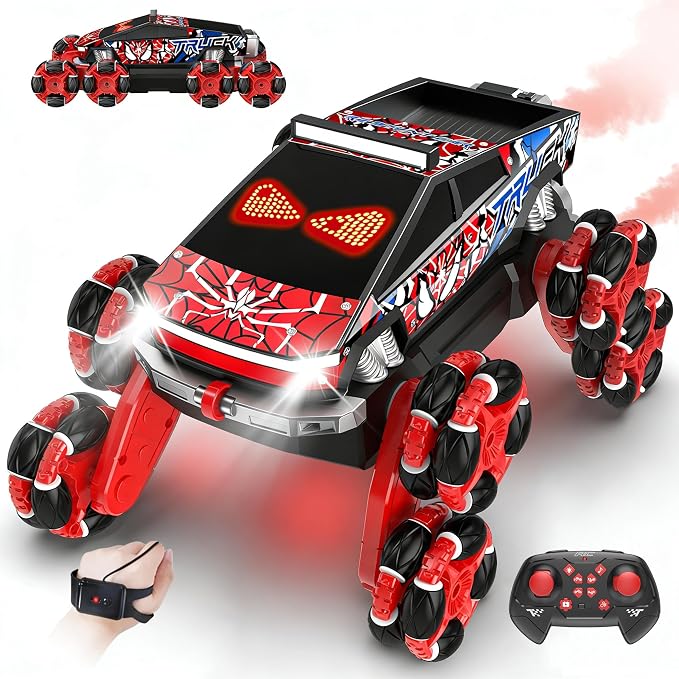 Nikuku Cool 8 Wheels Hand Controlled RC Stunt Car, Gesture Sensing Remote Control Car for Boys Age 6-13, 2.4Ghz Climbing Toys for Kid 6 7 8-10 11 12 Year Old, Christmas Birthday Gifts for Boys Girls