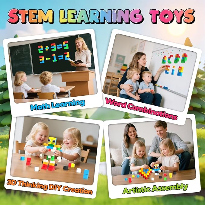 Goody King Large Magnetic Building Blocks with Toy Eyes, Montessori Sensory STEM Magnetic Cubes for Kids, 1''Travel Magnetic Blocks for Toddlers 3 4 5-8+ Year Old Boys Birthday Easter Girls(56PCS)