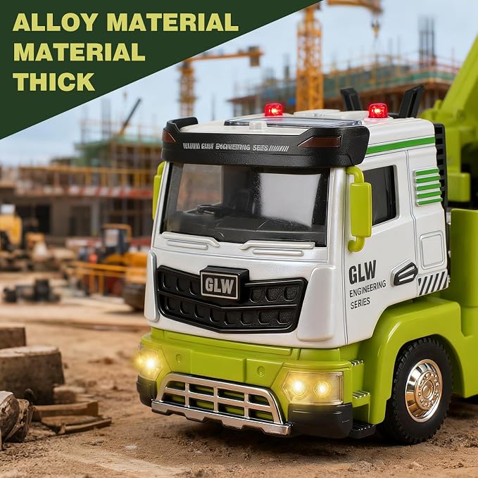 Crane Truck Toy for Boys-1:40 Simulation Model, Educational Construction Toys with Realistic Lights & Sounds, Perfect Christmas Birthday Gifts for Kid Ages 3 4 5 6 7 8 Years Old (Crane Truck)